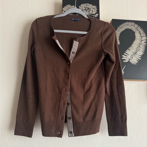GAP brown cashmere blend cardigan sweater flawed - Picture 1 of 8